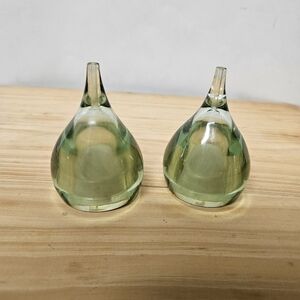 Vintage 60s Luigi Massoni Green Lucite Teardrop Salt and Pepper Shakers
